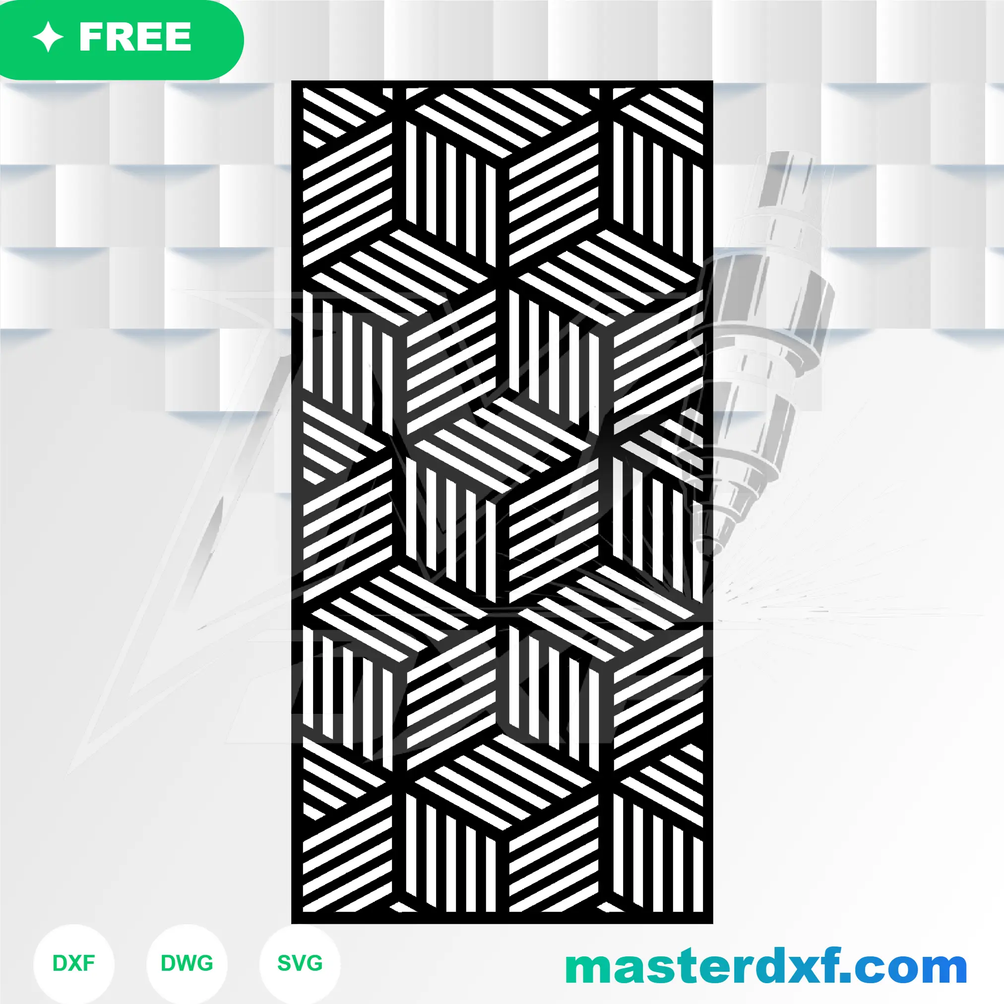 3D Geometric Cube DXF – CNC Vector Art Design DXF File